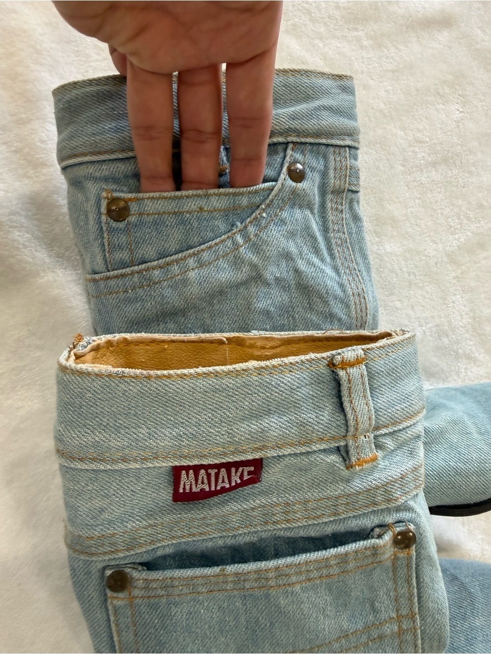 Vintage MATAKE Denim Boots Y2K Western Jean Boots Size 6.5 Rare - Picture 6 of 9
